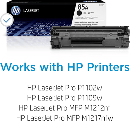 HP 85A Black Original LaserJet Toner Cartridge (CE285A) for HP LaserJet Pro P1102, P1102w, M1132, M1212nf, M1213nf MFP, M1214nfh MFP, M1216nfh MFP Printers