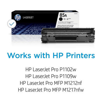 HP 85A Black LaserJet Toner Cartridge (CE285A) for HP LaserJet Pro P1102, P1102w, M1132 MFP, M1212nf MFP, M1217nfw Printers