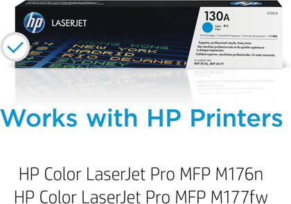 HP 130A Black Original LaserJet Toner Cartridge (CF350A) for HP LaserJet Pro MFP M176n, M177fw Printers