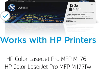 HP 130A Black Original LaserJet Toner Cartridge (CF350A) for HP LaserJet Pro MFP M176n, M177fw Printers 