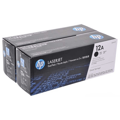 HP 12A Black Toner Cartridge Dual Pack (Pack of 2) -Compatible with HP LaserJet 1010, 1020, 1022, M1005, M1319 Printers