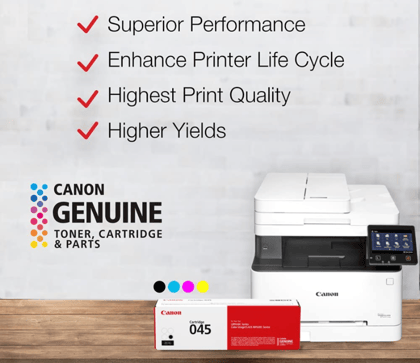 Canon 045 Genuine Toner Cartridge Set (CMYK) – Compatible with MF634Cdw, MF632Cdw & LBP612Cdw Color Laser Printers