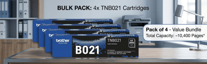 Brother TN-B021 Black Toner Cartridge (Pack of 4) Compatible with HL-B2000D, HL-B2080DW, DCP-B7500D, DCP-B7535DW, MFC-B7715DW | Up to 2,600 Pages per Cartridge