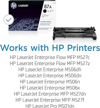 HP 87A (CF287A) Black Original LaserJet Toner Cartridge for HP LaserJet Enterprise M506n, M506dn, M506x, M527dn, M527f, M527c, M527z, HP LaserJet Pro M501 Series Printers