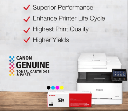 Canon 045 Genuine Toner Cartridge Set (CMYK) – Compatible with MF634Cdw, MF632Cdw & LBP612Cdw Color Laser Printers