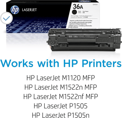 HP 36A Black Original LaserJet Toner Cartridge (CB436A) for HP LaserJet M1120, M1120n, M1120w, M1522n, M1522nf, M1522nw Printers